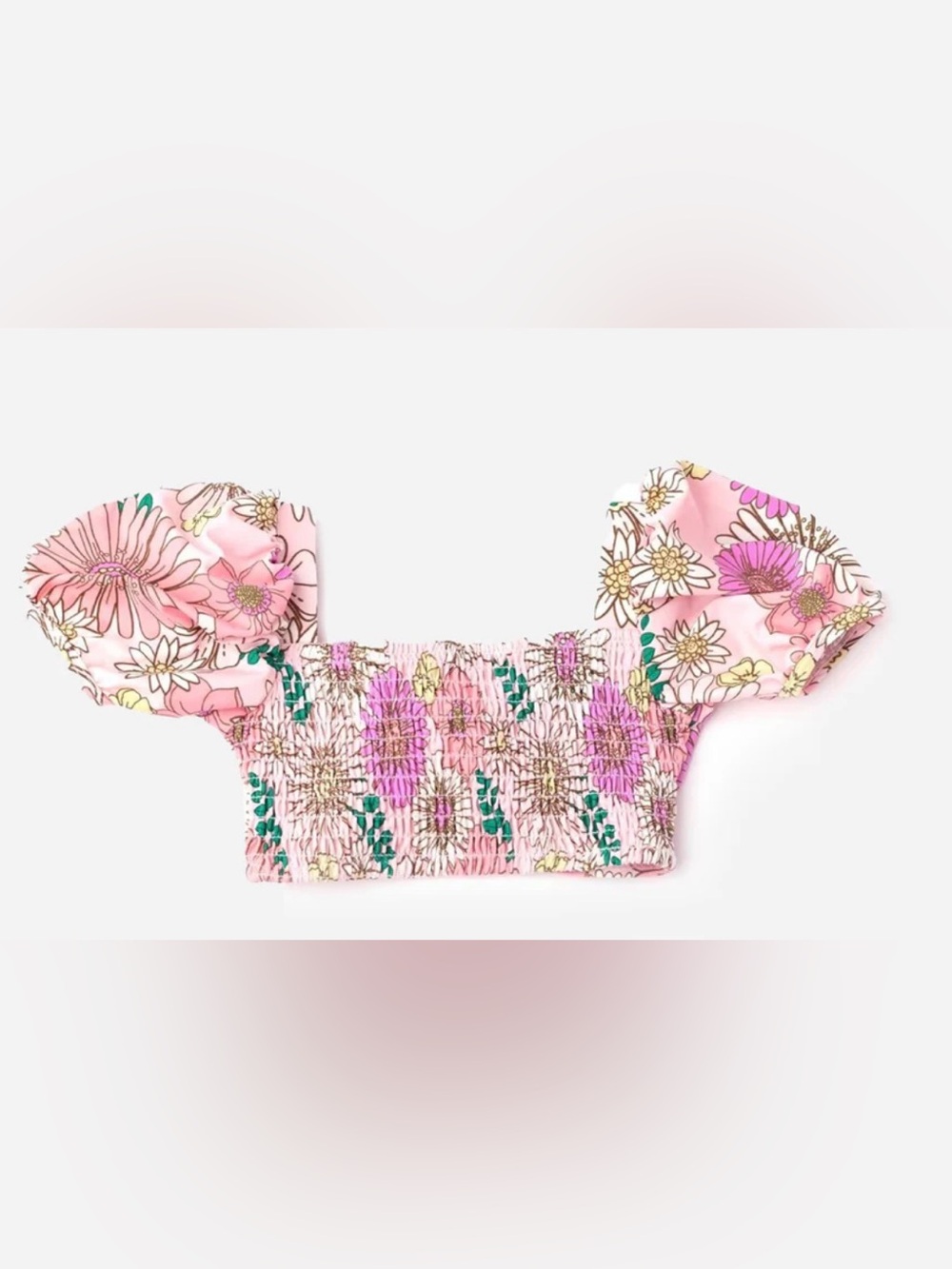 Pink Floral Tie-Front Bikini Top